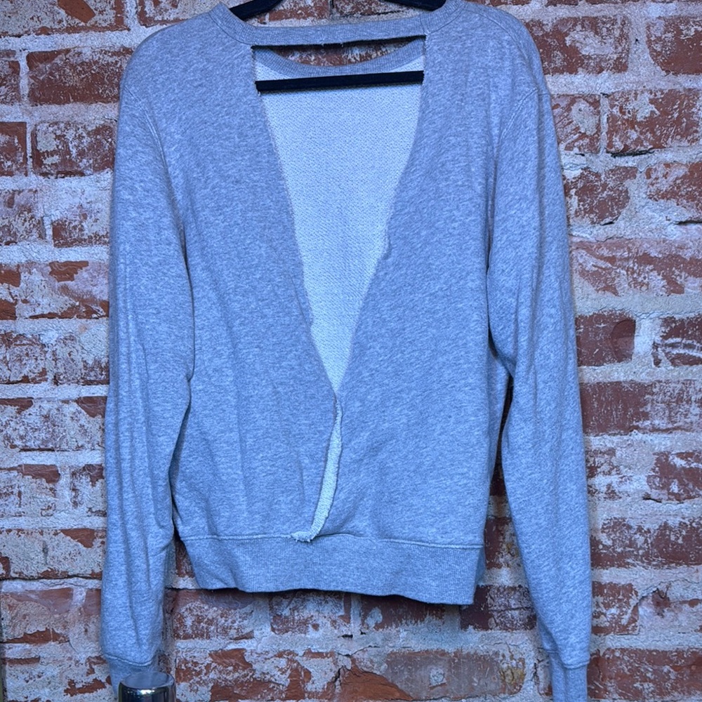 Spiritual Gangster “The Pursuit Of Happiness”Gray Open-Back Sweater - SZ Medium
